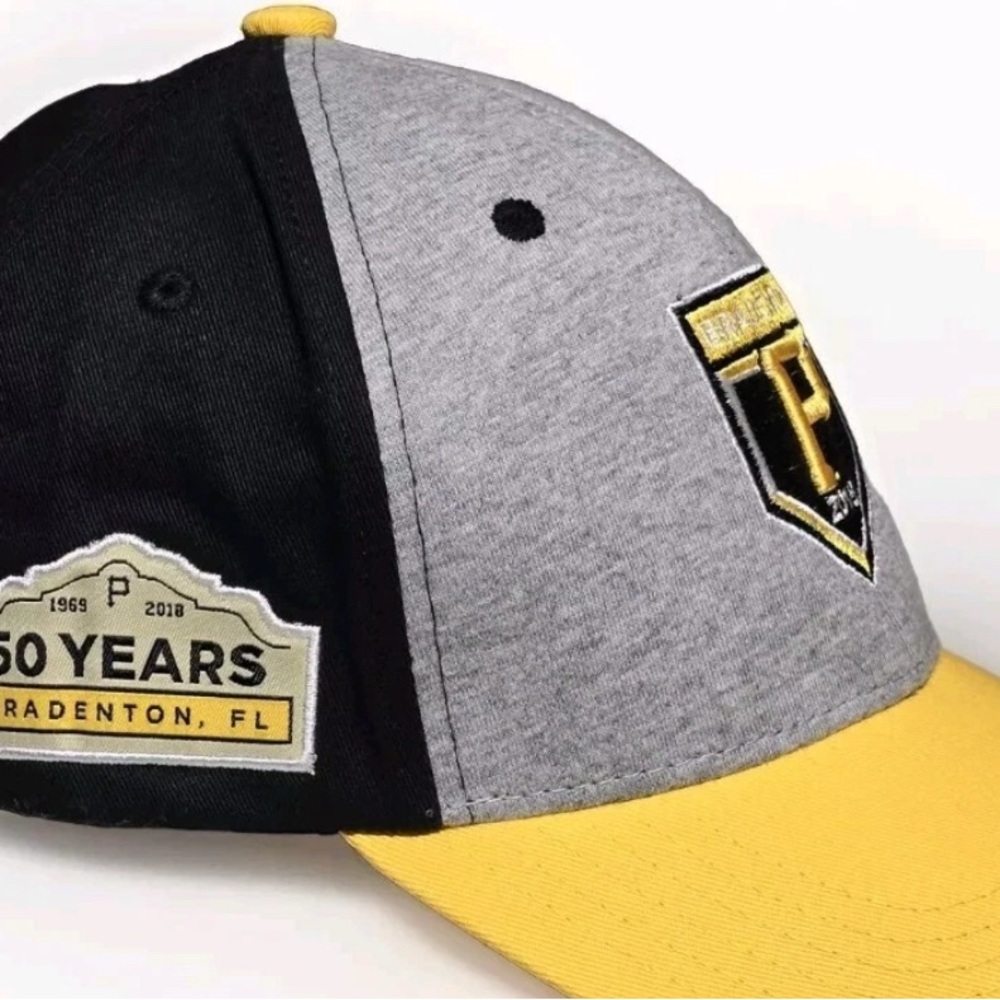 Black and Gray Pirates Baseball Cap with Yellow Brim